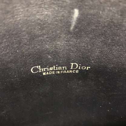 Christian Dior クリスチャンディオール トロッター ショルダーバッグ レディース オールド 斜め掛け ロゴプレート 半月型 レザー ネイビー/ベージュ 中古 T1