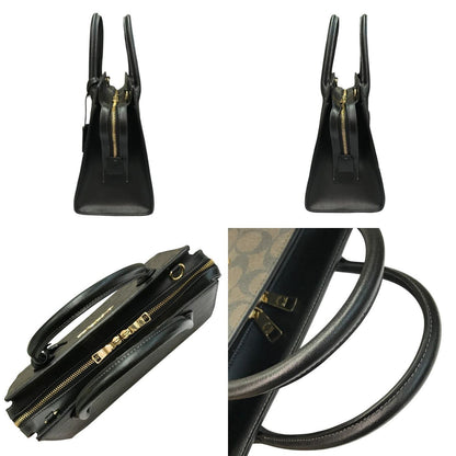 COACH コーチ ラージ アンドレア キャリーオール シグネチャー キャンバス ハンドバッグ レディース 2way ショルダー 斜め掛け PVC ブラウン CP088 中古 T1