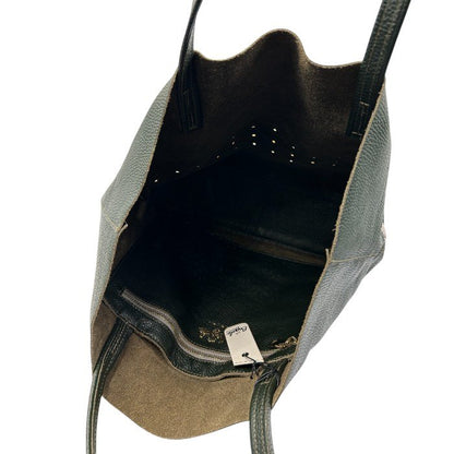 Bagolo バゴロ トートバッグ レディース ピンバッジ レザー カーキグリーン 鞄 本革 通勤 かわいい 中古 W1