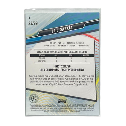 TOPPS サッカーカード FINEST ERIC GARCIA MANCHESTER CITY /99 #4 中古 IT2