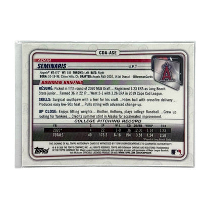 TOPPS MLBカード BOWMAN CHROME 1ST ADAM SEMINARIS ANGELS /250 #CDA-ASE 中古 IT1