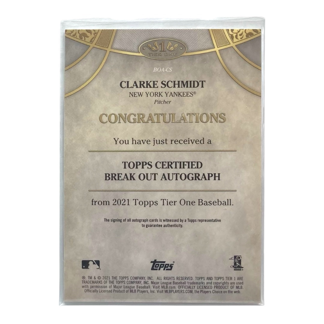 TOPPS MLBカード TIER 1 CLARKE SCHMIDT NEW YORK YANKEES /300 #BOA-CS 中古 IT2