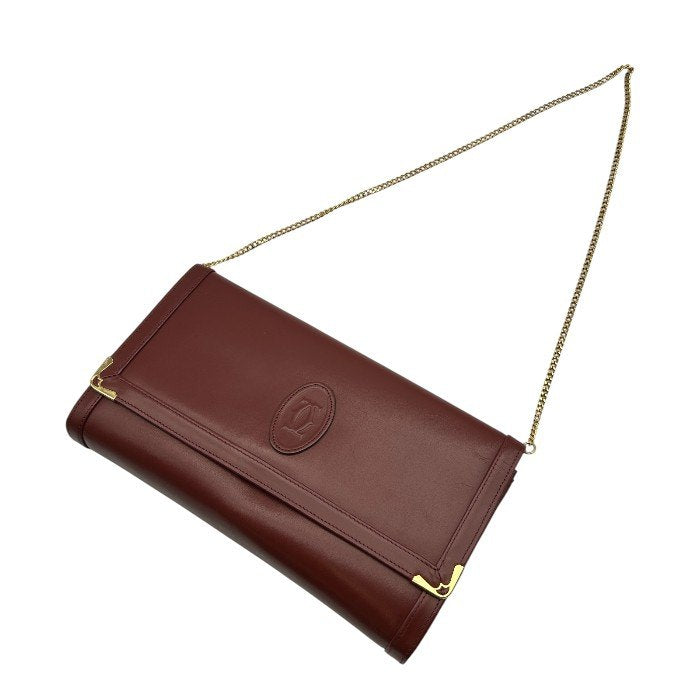 Must de Cartier マストドゥ カルティエ チェーン ショルダー バッグ 鞄 レディース おしゃれ 肩掛け ブランド レザー 中古 W1