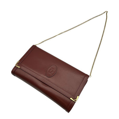 Must de Cartier マストドゥ カルティエ チェーン ショルダー バッグ 鞄 レディース おしゃれ 肩掛け ブランド レザー 中古 W1