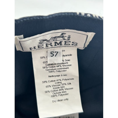 HERMES エルメス ペイズリー柄 キャップ 帽子 ブランド ネイビー メンズ 中古 送料無料 W４