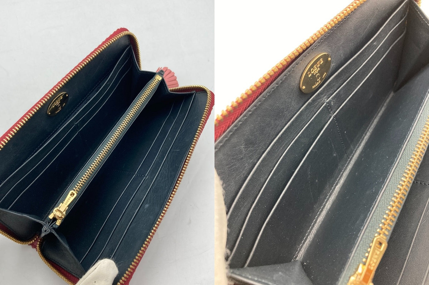 LOEWE ロエベ レザー ラウンドファスナー長財布 レディース 中古 D4