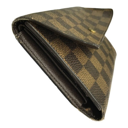 LOUIS VUITTON ルイヴィトン ダミエ ポルトトレゾールインターナショナル 長財布 ユニセックス 三つ折り 小銭入れあり ホック ブラウン N61215 中古 T1