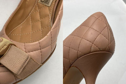 Salvatore Ferragamo フェラガモ ヴァラリボン キルティング パンプス サイズ6D 中古 D4