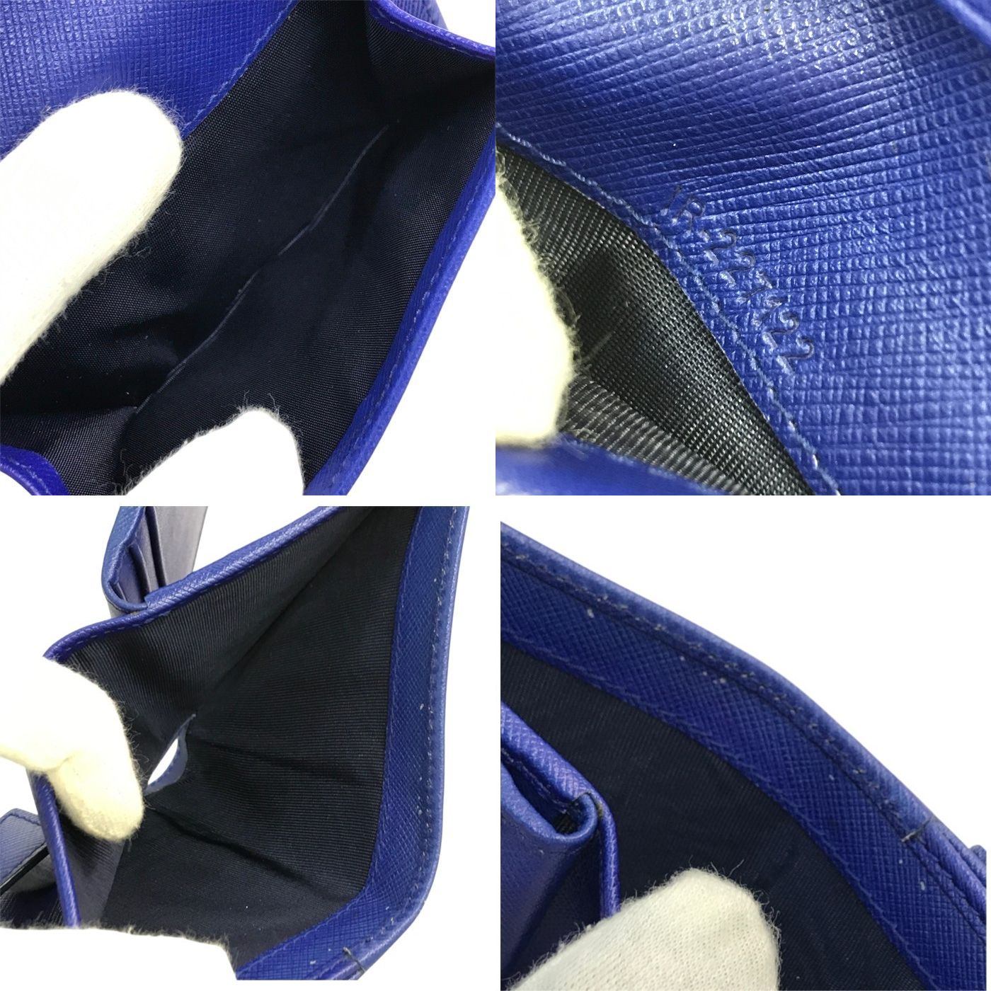 Salvatore Ferragamo フェラガモ 財布 レディース 二つ折り ダブルホック レザー ガンチーニ コンパクトウォレット ゴールド金具 ブルー 中古 T1