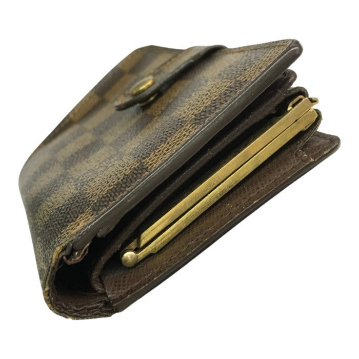 LOUIS VUITTON ルイヴィトン ダミエ エベヌ ポルトモネ・ビエ・ヴィエノワ 財布 レディース 2つ折り がま口 小銭入れあり ブラウン N61664 中古 T1