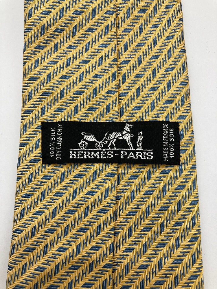 HERMES エルメス H柄 ジャガード ネクタイ シルク100％ 中古 D4