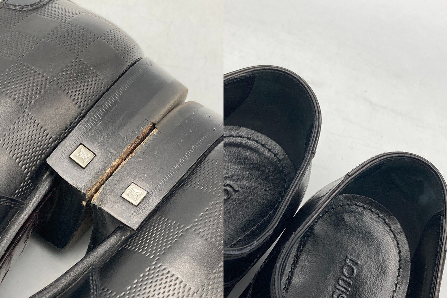 LOUIS VUITTON ルイヴィトン ダミエ ドレスシューズ サイズ7M メンズ 中古 D4