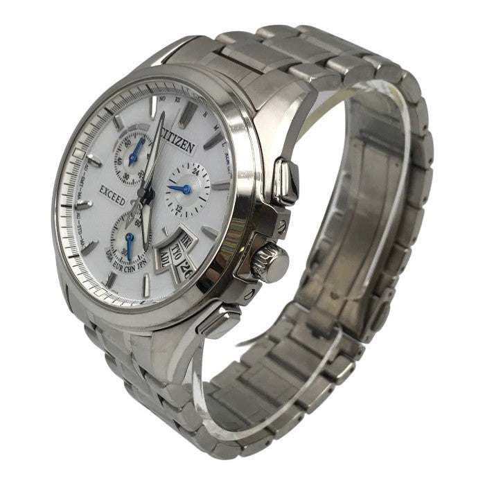 CITIZEN シチズン エクシード 腕時計 メンズ アナログ エコドライブ クロノグラフ EXCEED チタン 軽量 シルバー/ホワイト H610-T017100 中古 T1