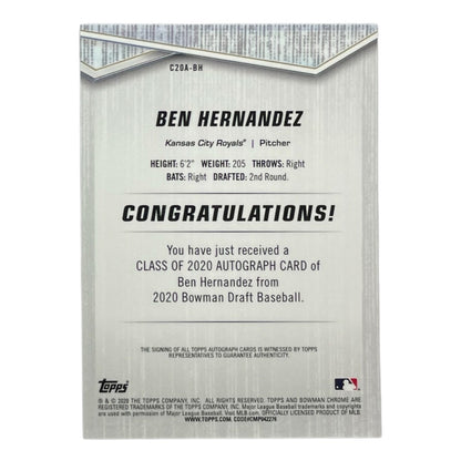 TOPPS MLBカード BOWMAN CHROME BEN HERNANDEZ KANSAS CITY ROYALS /250 #C20A-BH 中古 IT2
