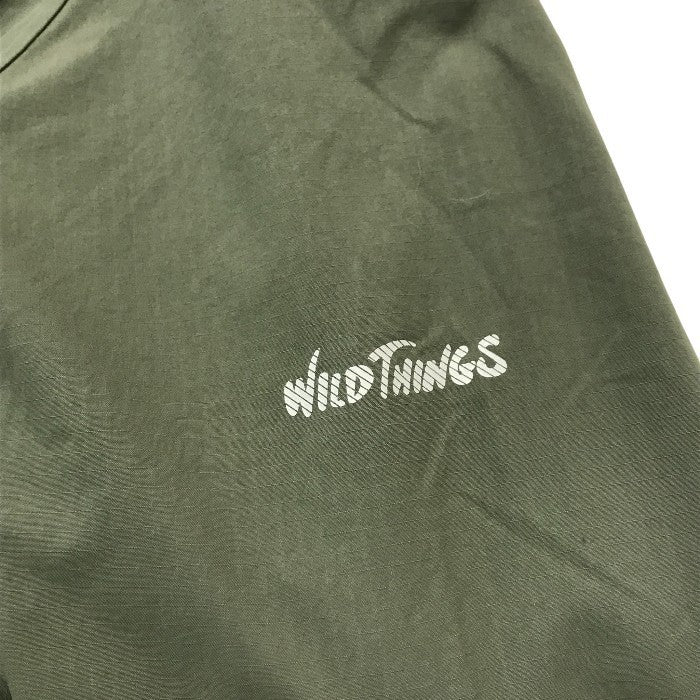 WILD THINGS ワイルドシングス アーミージャケット メンズ ナイロン フルジップ ルーズフィット ミリタリー ウインドブレーカー オリーブドラブ Lサイズ WT251-18 中古 T1