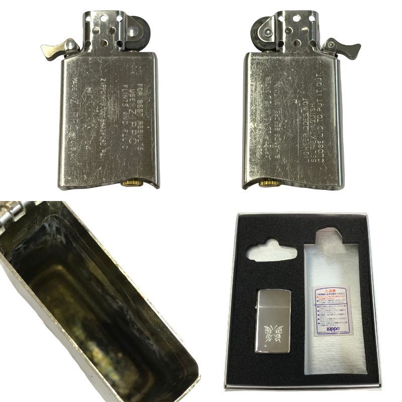 Zippo ジッポー オイルライター スリムタイプ バタフライ 蝶々 Tribal Butterfly USA製 中古 T1