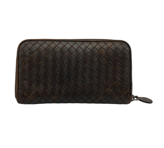 BOTTEGA VENETA ボッテガヴェネタ イントレチャート ラウンドファスナー長財布 中古 D4