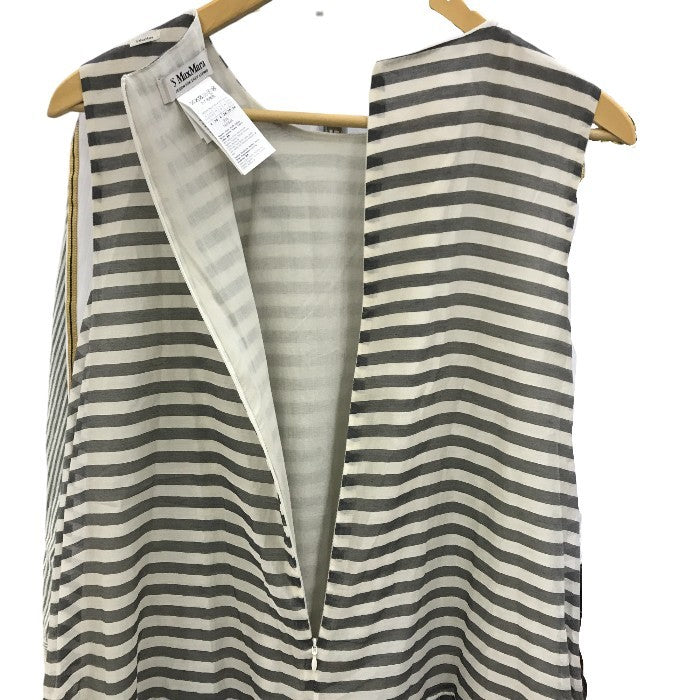 'S MaxMara エスマックスマーラ ワンピース レディース ノースリーブ ボーダー ホワイト/グレー 38サイズ 23922131326 夏 かわいい ロング 中古 KW1