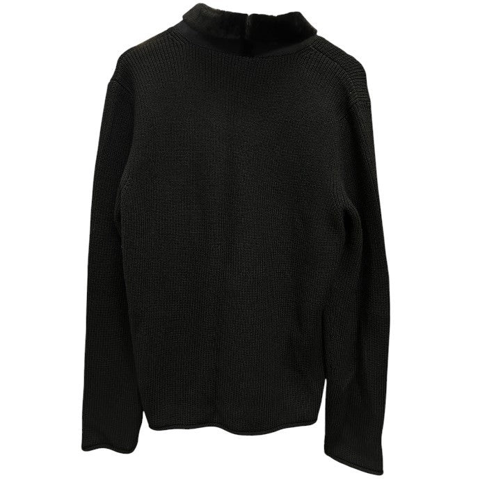 ARMANI COLLEZIONI アルマーニコレツォーニ ニット トップス メンズ 秋冬 ウール/アクリル ショールカラー ムートン襟 ネイビー 54サイズ ファー 中古 W1