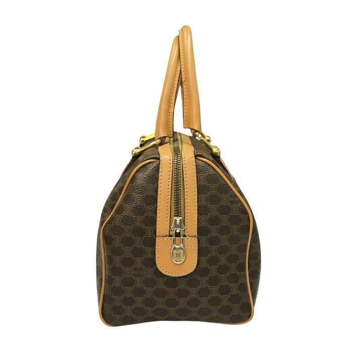CELINE セリーヌ ボストンバッグ レディース マカダム柄 PVC ハンドバッグ ブラウン 中古 T1