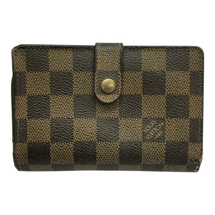LOUIS VUITTON ルイヴィトン ダミエ エベヌ ポルトモネ・ビエ・ヴィエノワ 財布 レディース 2つ折り がま口 小銭入れあり ブラウン N61664 中古 T1