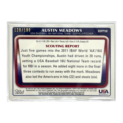 TOPPS MLBカード BOWMAN CHROME AUSTIN MEADOWS USA BASEBALL /199 #BDPP100 中古 IT1