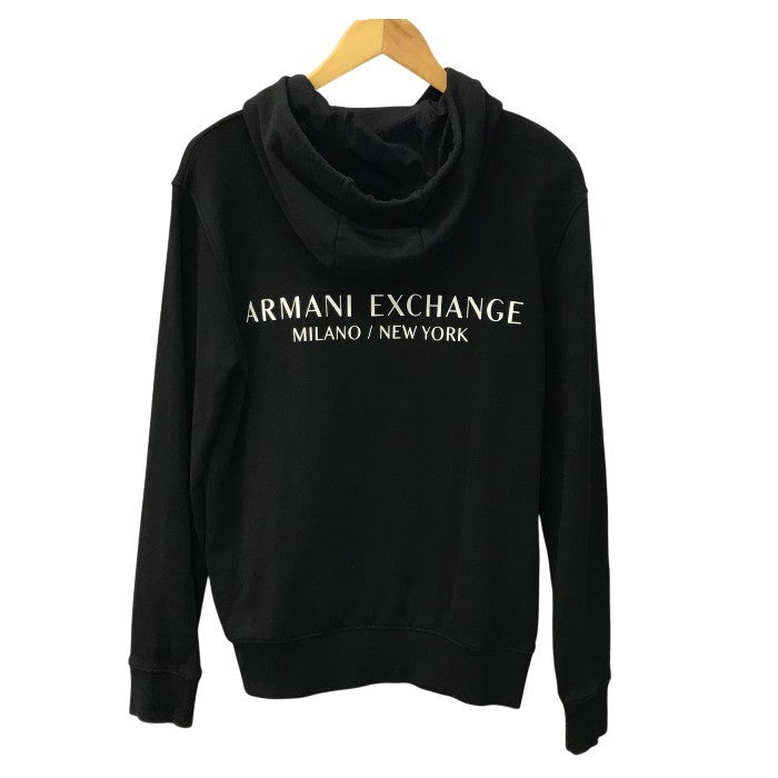 ARMANI EXCHANGE アルマーニエクスチェンジ パーカー メンズ コットン スウェット フーディ ロゴ バックプリント ブラック Mサイズ 8NZM94 ZJKRZ 中古 T1