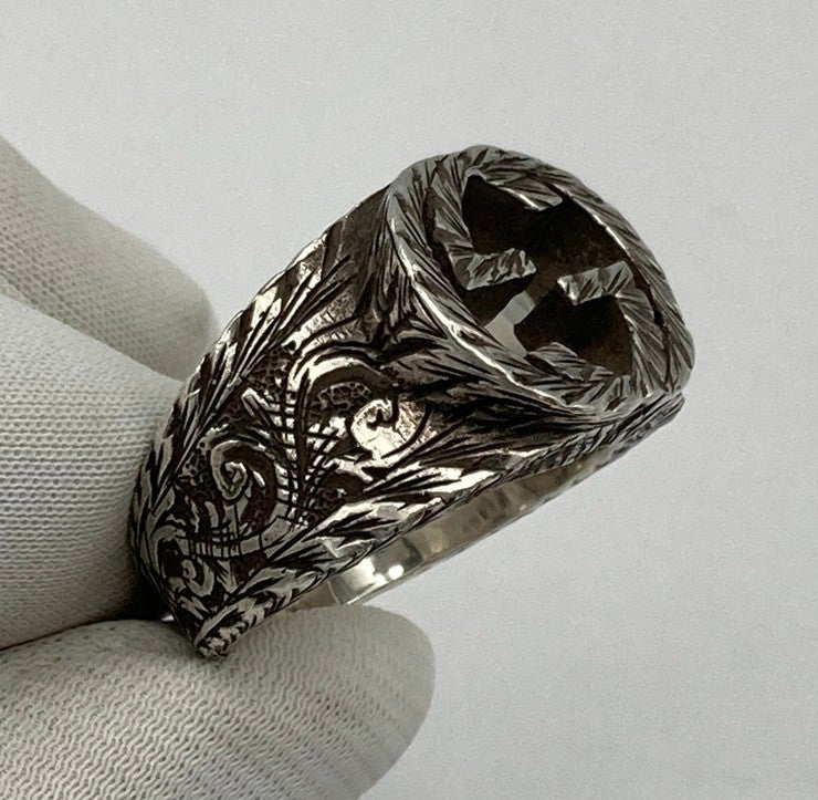 GUCCI グッチ インターロッキングG アラベスク リング SV925 サイズ18号 中古 D4