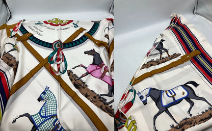 HERMES エルメス トライアングルジェアン Couvertures et tenues de Jour スカーフ 中古 D4