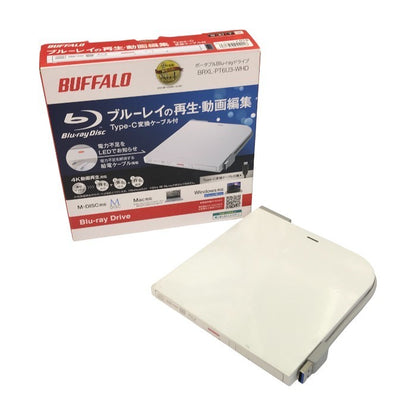 BUFFALO USB3.0用ポータブルブルーレイドライブ ホワイト BDXL対応 スリムタイプ コンパクト収納 外付け BRXL-PT6U3-WHD 中古 T1