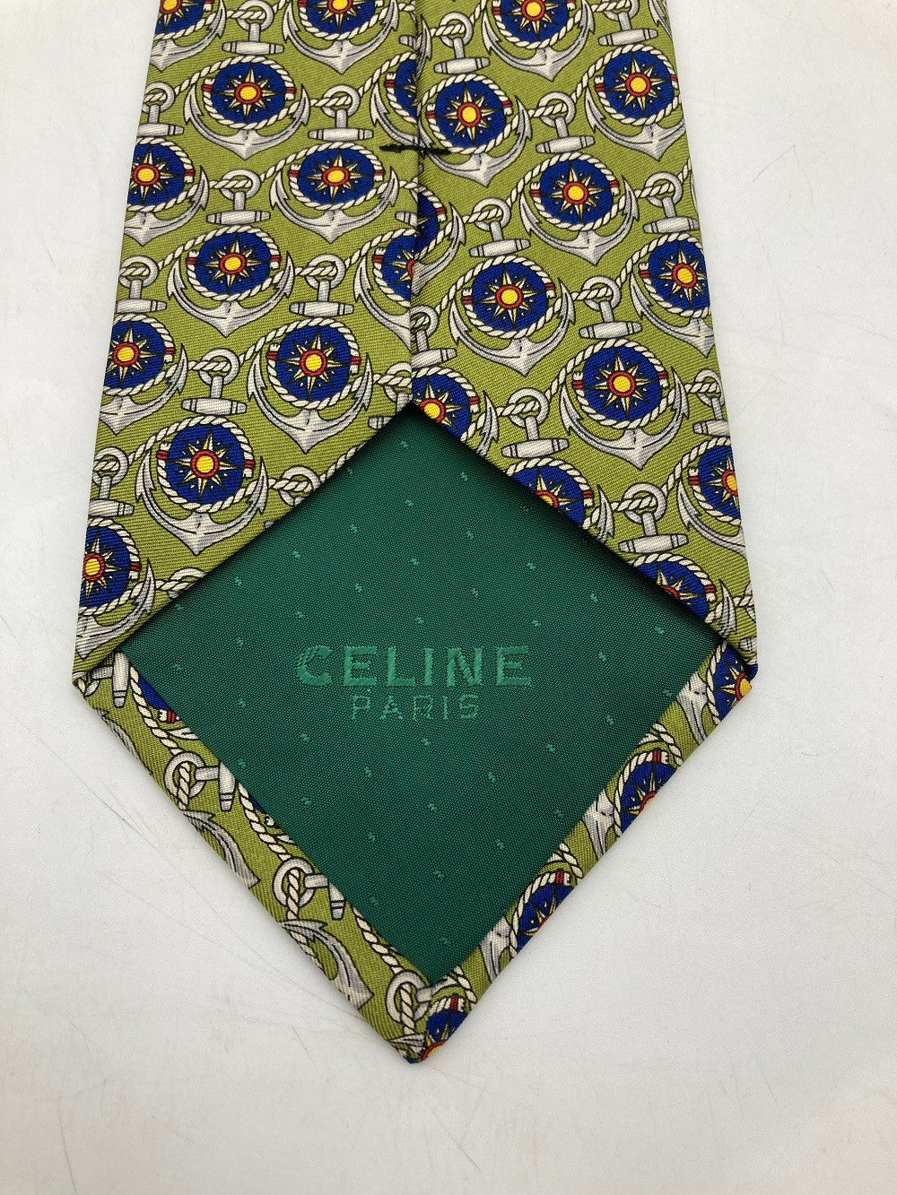 CELINE セリーヌ 錨柄 ネクタイ シルク 中古 D4