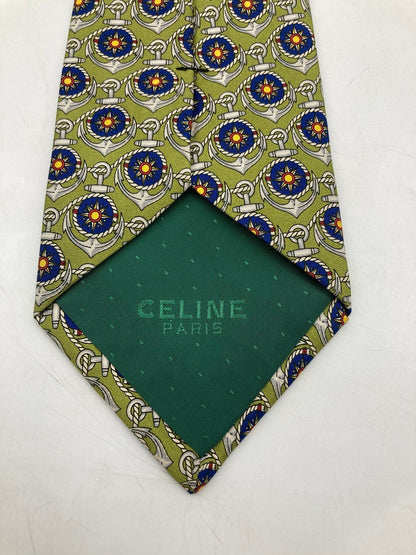 CELINE セリーヌ 錨柄 ネクタイ シルク 中古 D4
