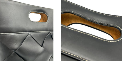 BOTTEGA VENETA ボッテガヴェネタ マキシ イントレチャート ハンドバッグ クラッチ ブラック 鞄 ブランド レディース 中古 W４