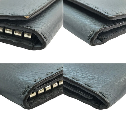 FENDI フェンディ セレリア 6連キーケース ユニセックス selleria レザー ステッチ 無地 ブルーグレー 中古 T1