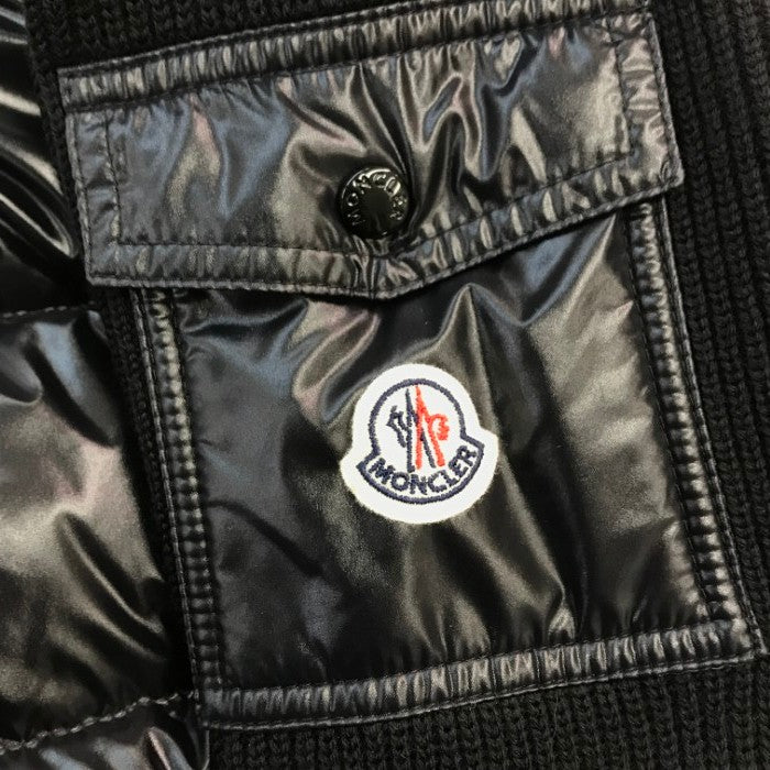MONCLER モンクレール カーディガン トリコット ダウンジャケット メンズ ウール ニット 切り替え ブラック XSサイズ H20939B00026 M1131 中古 T1