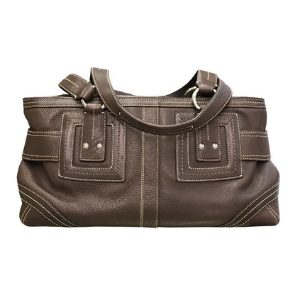 COACH コーチ ハンドバッグ レディース レザー セミショルダー ベルトデザイン ブラウン 02764 中古 T1