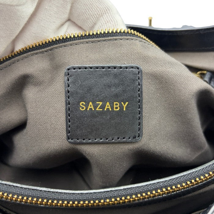 SAZABY サザビー レザー トートバッグ ブラック 本革 レディース 鞄 中古 W４