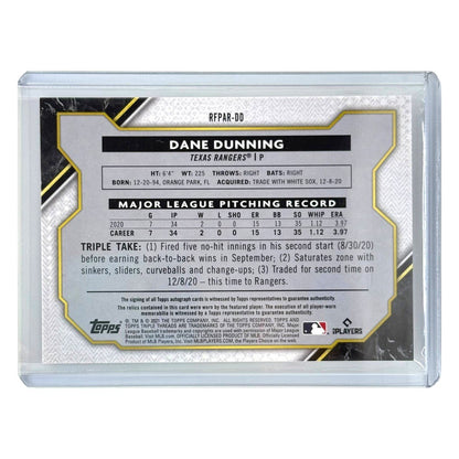 TOPPS MLBカード TRIPLE THREADS DANE DUNNING TEXAS RANGERS /35 #RFPAR-DD 中古 IT1