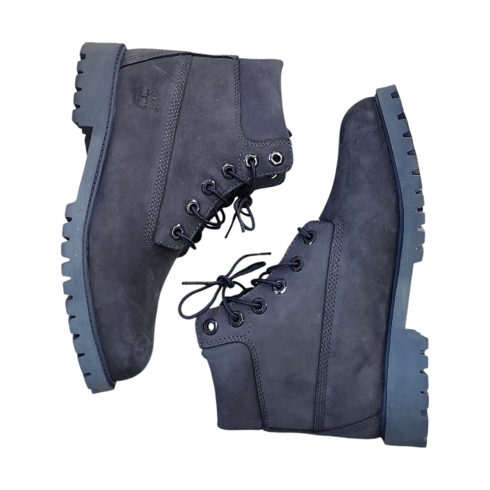 Timberland ティンバーランド 6インチ ワークブーツ ジュニア レディース ヌバック レザー 防水 ウォータープルーフ ネイビー 24cm A171S 中古 T1