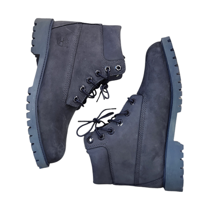 Timberland ティンバーランド 6インチ ワークブーツ ジュニア レディース ヌバック レザー 防水 ウォータープルーフ ネイビー 24cm A171S 中古 T1