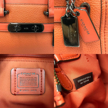 COACH コーチ スワッガー 27 キャリーオール ハンドバッグ レディース 2way ショルダー 斜め掛け オレンジ 34816 中古 T1