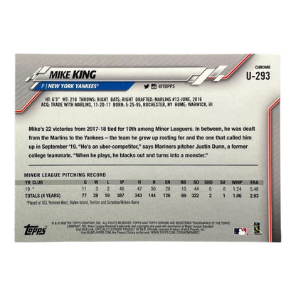 TOPPS MLBカード CHROME MIKE KING NEW YORK YANKEES #U-293 中古 IT2
