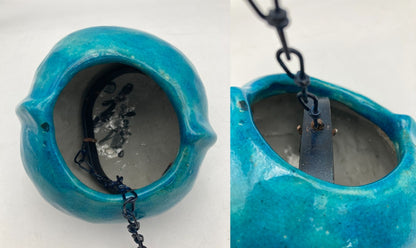 庄堂造 トルコ青 釣生 花器 中古 D4