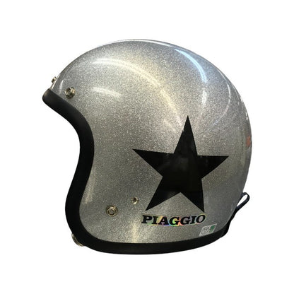 BUCO ブコ ジェットヘルメット スター 星柄 バイク 二輪用 ラメ SG/PSC シルバーフレーク 中古 T1