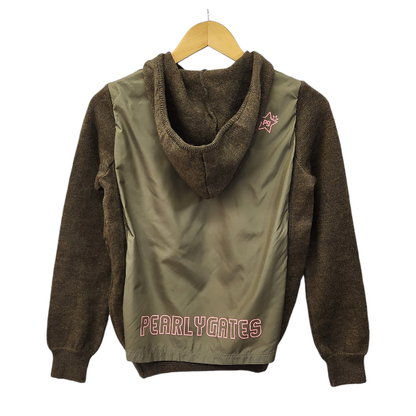 PEARLY GATES パーリーゲイツ ニット パーカー レディース 秋冬 ウール フード セーター サイドジップ ブラウン 1サイズ 055-270120 中古 T1