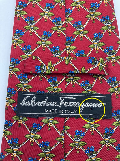 Salvatore Ferragamo サルヴァトーレフェラガモ 花柄 ネクタイ シルク100％ 中古 D4