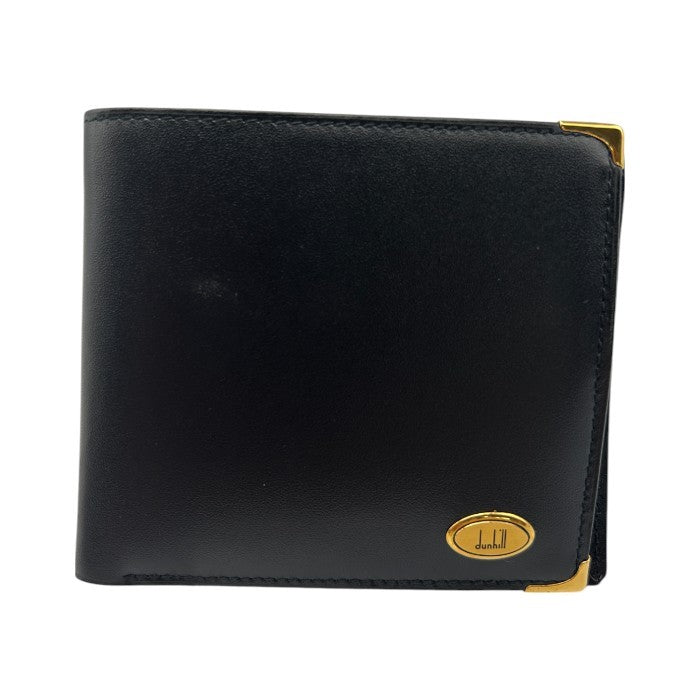 dunhill ダンヒル 財布 メンズ 2つ折り レザー ブラック 本革 ブランド ミニ コンパクト 小銭入れ カード入れ 中古 W４
