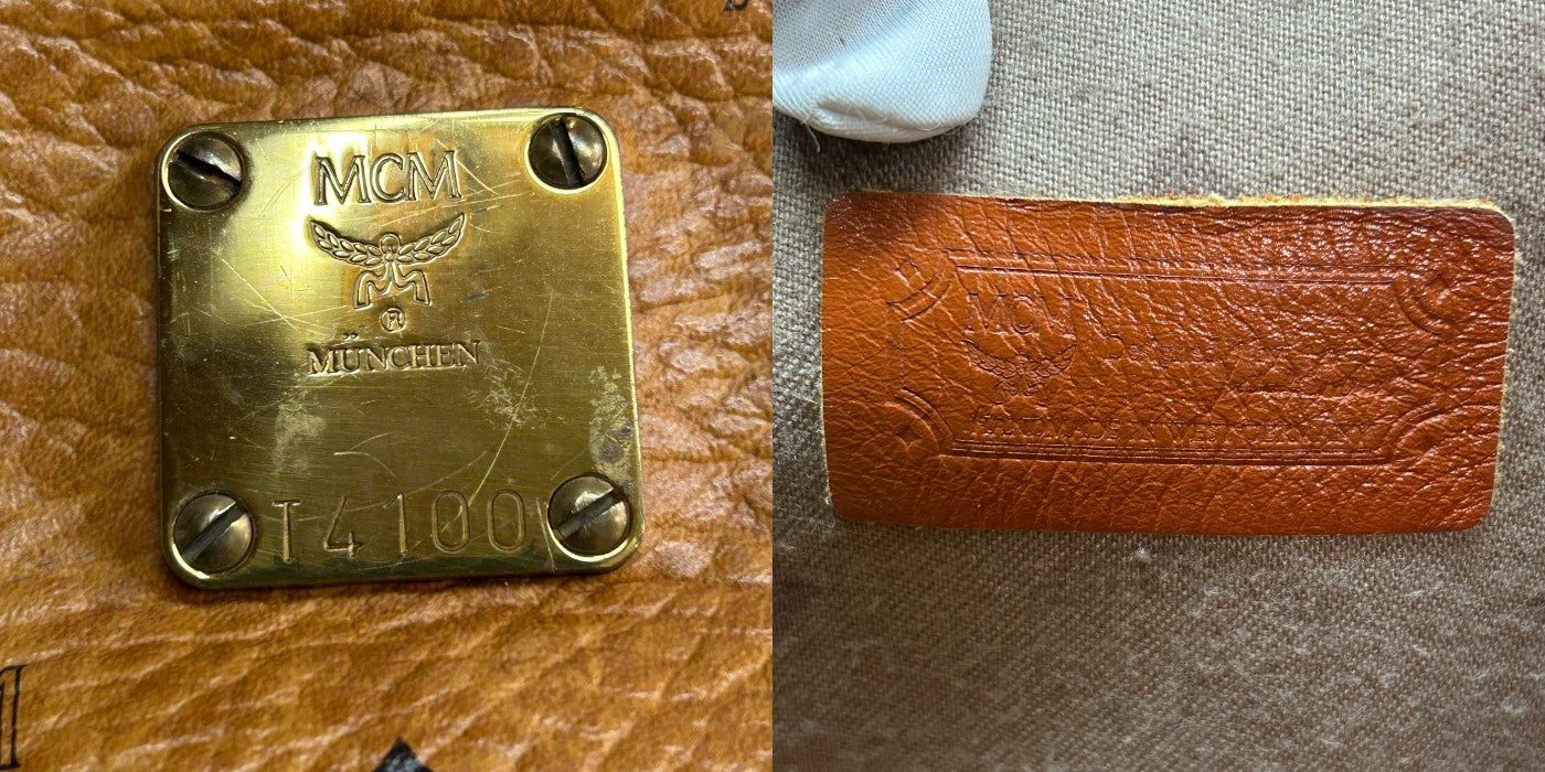 MCM エムシーエム トートバッグ MCM柄 レザー ブランド ロゴグラム 鞄 A4 大容量 中古 W４