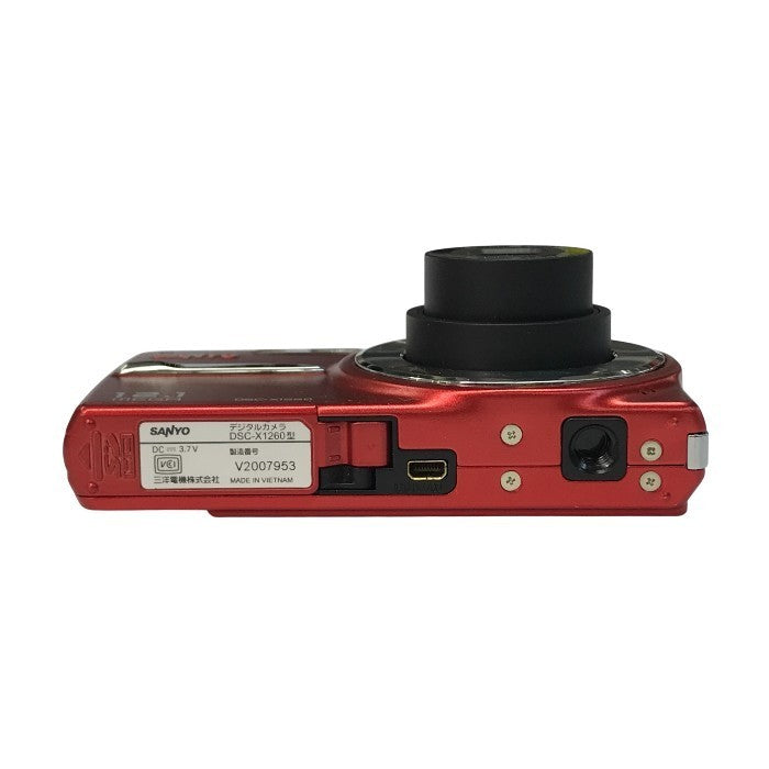 SANYO サンヨー デジタルカメラ レッド 手ぶれ補正 コンパクト スリム DSC-X1260-R 中古 T1