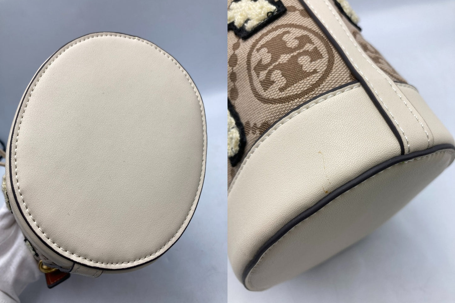 TORY BURCH トリーバーチ Tモノグラム ジャガード ベルバッグ/バケットバッグ 2023年限定 ラビット 中古 D4